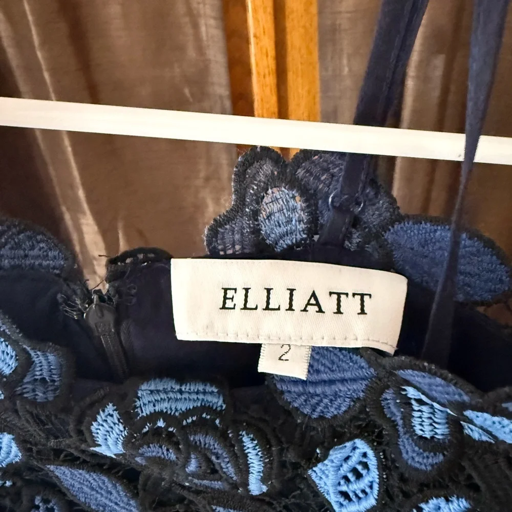 Elliatt Black Blue Floral Lace Girls Dress Size 2 Party Wedding Flower Girl NWT